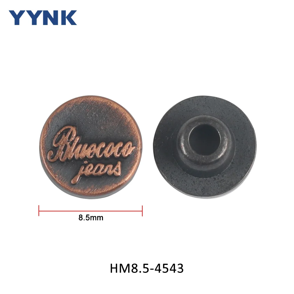 Горячая распродажа медный цвет металлический карман для ногтей OEM логотип форма цинковый сплав джинсовая пуговица и заклепка брюк