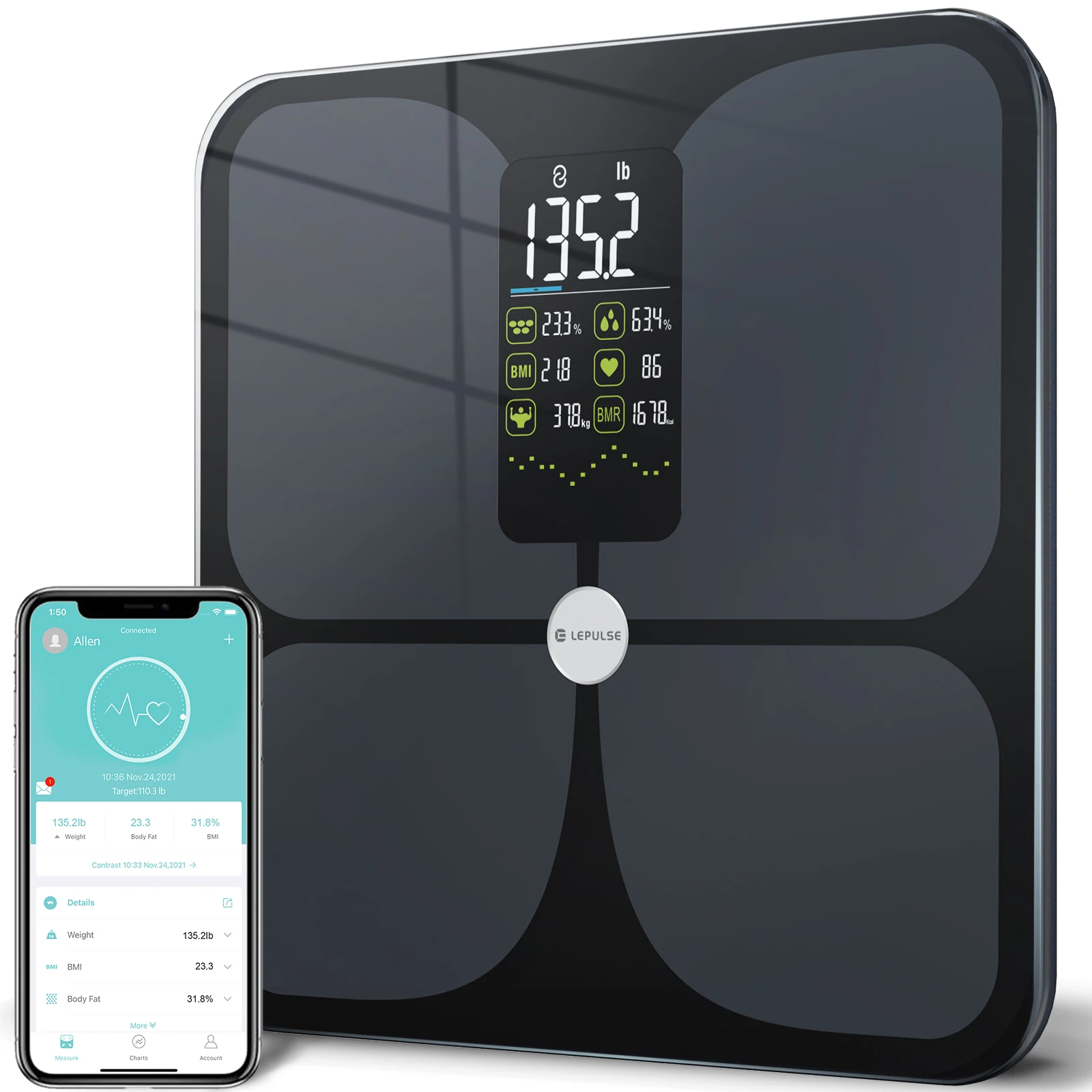 Scales for Body Weight and Fat, Lescale Large Display Weight Scale