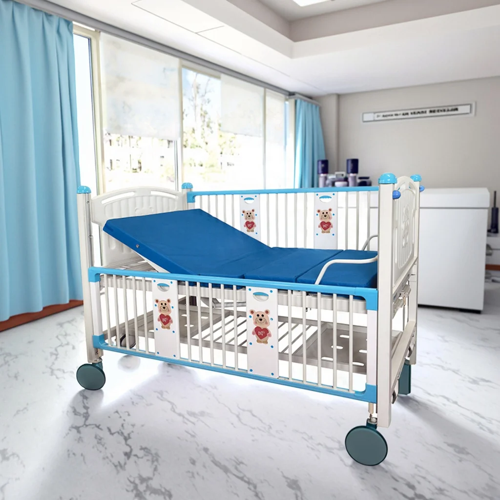 Gas-Assisted Adjustable Portable Metal Pediatric Hospital Bed with Lift-Off Railings and Infusion for Day Centers 3