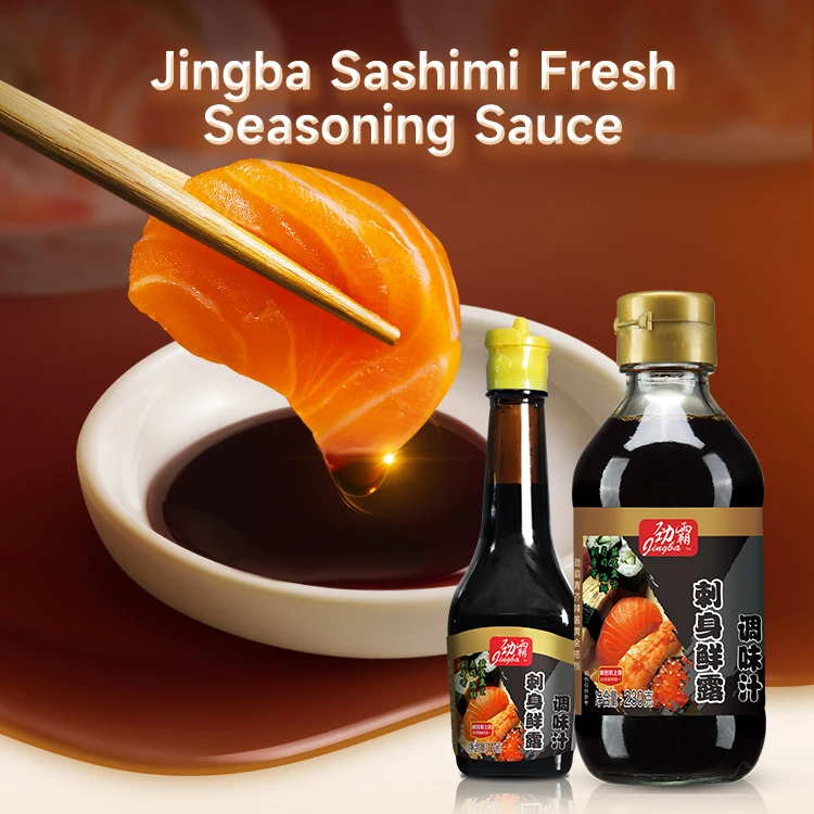 Jingba Sos sojowy do surowej ryby (sashimi), premiumowy sos do makania z ekstraktem z kumaków, przeznaczony do sushi, owoców morza i dań zimnych, 230 g / 110 g