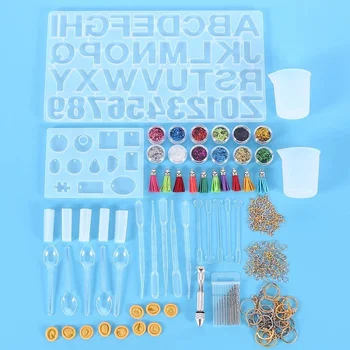ZYDYRX Moule à Époxy Lettres Moule à Alphabet Crystal Drip Moule Silicone DIY Moule Porte Clés Avec Pendentif Alphabet Moule Silicone Alphabet Pour Fabrication Bijoux L'artisanat Décoration