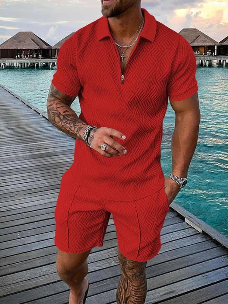 2024 New Trends Men Outfit Two Piece Shorts Casual Men's Polo Shirts  Pants t Shirt Sets