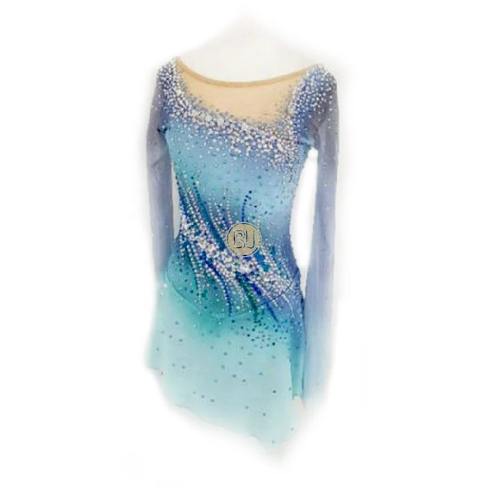 Vestido De Patinaje Sobre Hielo Para Mujer Y Niña,Ropa De  Actuación,Competición,Sin Mangas,Baile Exótico,Ropa De Baile - Buy Hielo  Patinaje Vestido,Spandex Azul Elástico Malla De Patinaje Sobre Hielo,Venta  Al Por Mayor Vestido Product