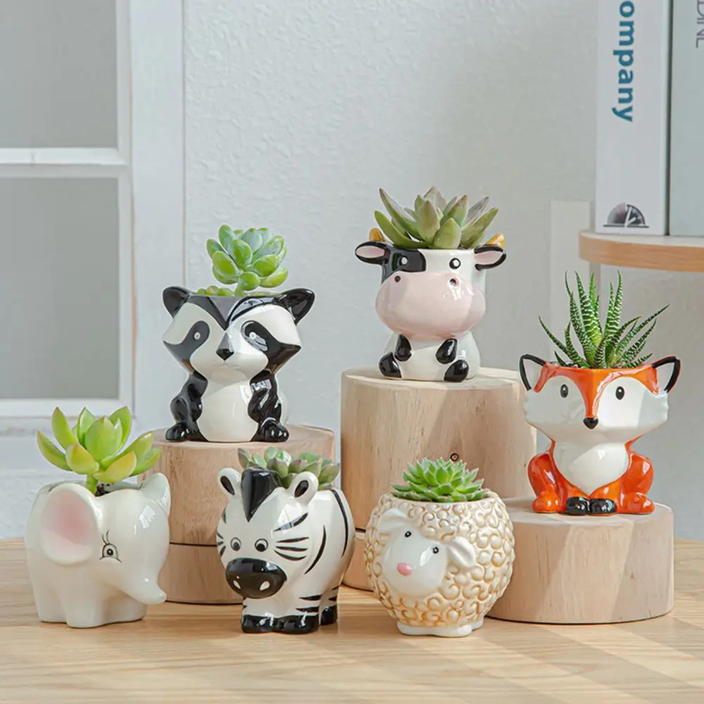 1pc Cartoon Ceramic Animal Cow Miniature Model Succulent Flower Creative  Cute Plant Pot With Hole Home Gardening Decoration - Buy  Aliexpress,,Online Shopping Product on 