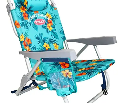 Backpack Beach Chair 5 Positions and Cup Holder Pouch on Side Padded Pillow Storage Bag Lightweight Rustproof