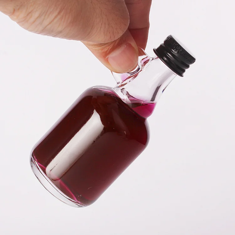 卸売小さな透明な50ml酒瓶空のジュースウォッカウイスキーテキーラ