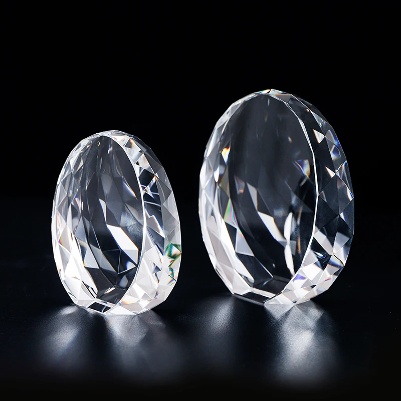 Factory wholesale high quality blank crystal round cake, can be crystal carved gifts k9 crystal details