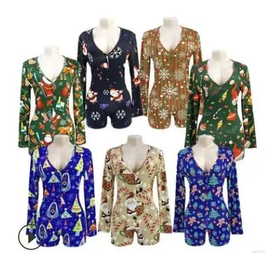 Высококачественная пикантная Рождественская Пижама на заказ для взрослых комбинезон женская одежда сна