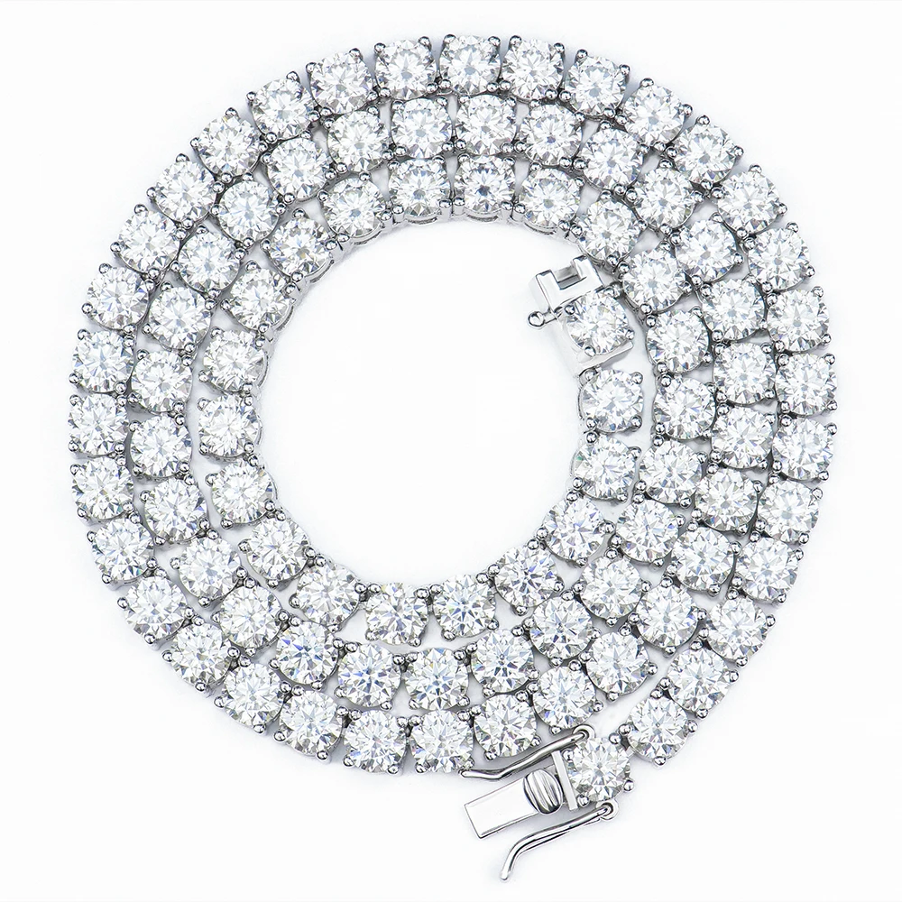 Xingyue Wholesale Men Women Hip-hop Jewelry 5mm 925 Sterling Silver Gra Vvs Mossanite Moissanite Diamond Tennis Chain Necklace