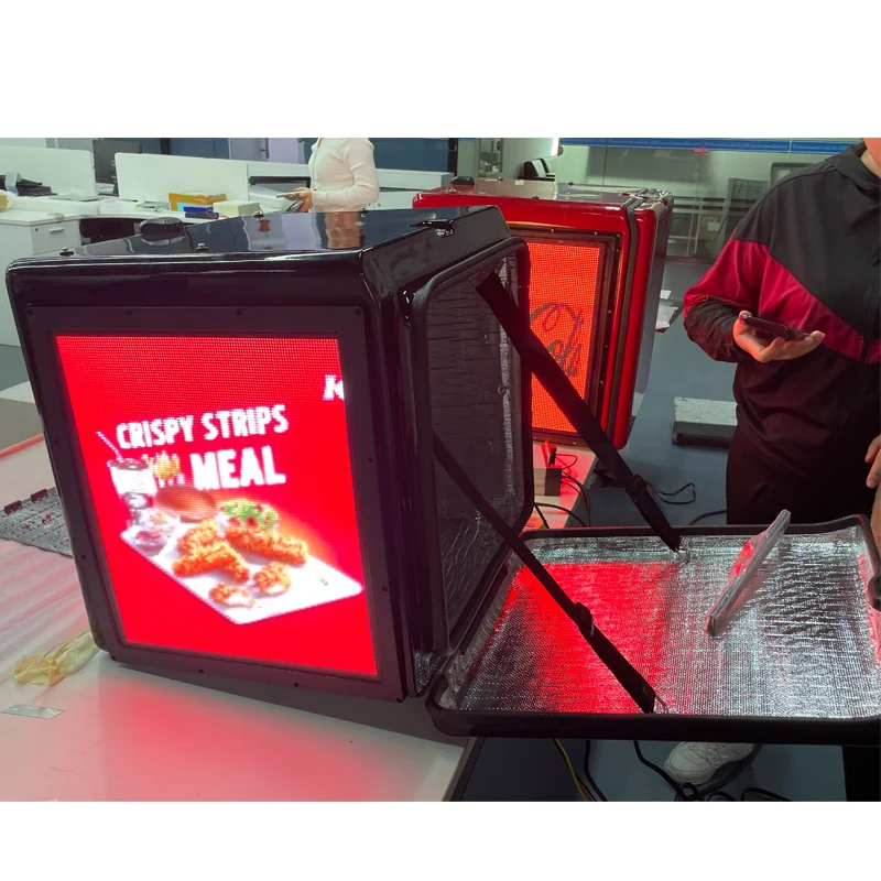 High Quality Full Color Three Sides Delivery Box Led Display for Motorcycle Led Screen Advertising Box