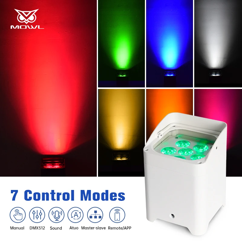 Luce da palco a batteria 6x18W RGBWA+UV luce piatta ricaricabile