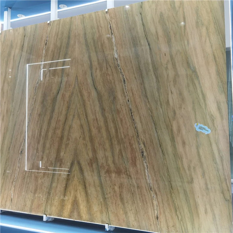 product luxury  stone silk quartzite slab brazil exotic decoration slab yellow book match wall and floor tiles-0