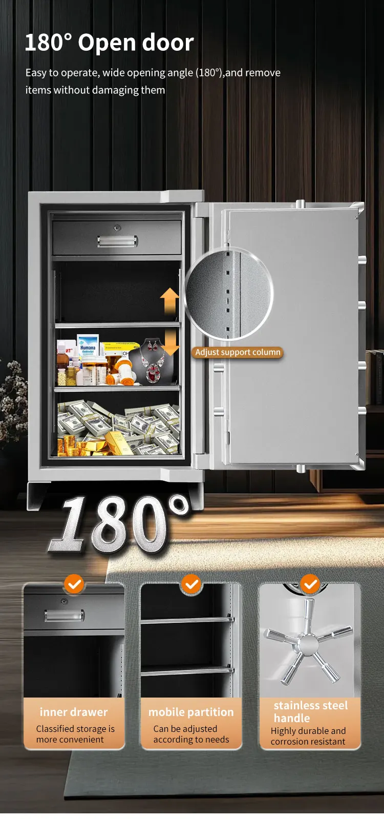 CEQSAFE Electronic Office Cash Security Cabinet Code Portable Hidden Safe Home Digital Fireproof Safe Box Chubb Safes factory