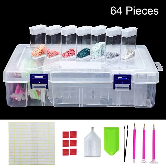 64 Grids Diamond Painting Storage Containers Plastic Beads Nail Art Storage Box Diamond Painting Accessories for DIY Craft