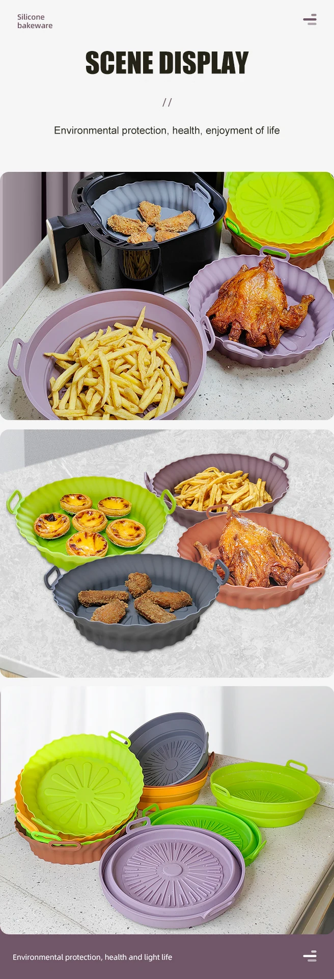 Bpa Free Folded Round Silicone Air Fryer Baking Pan Buy Silicone Air