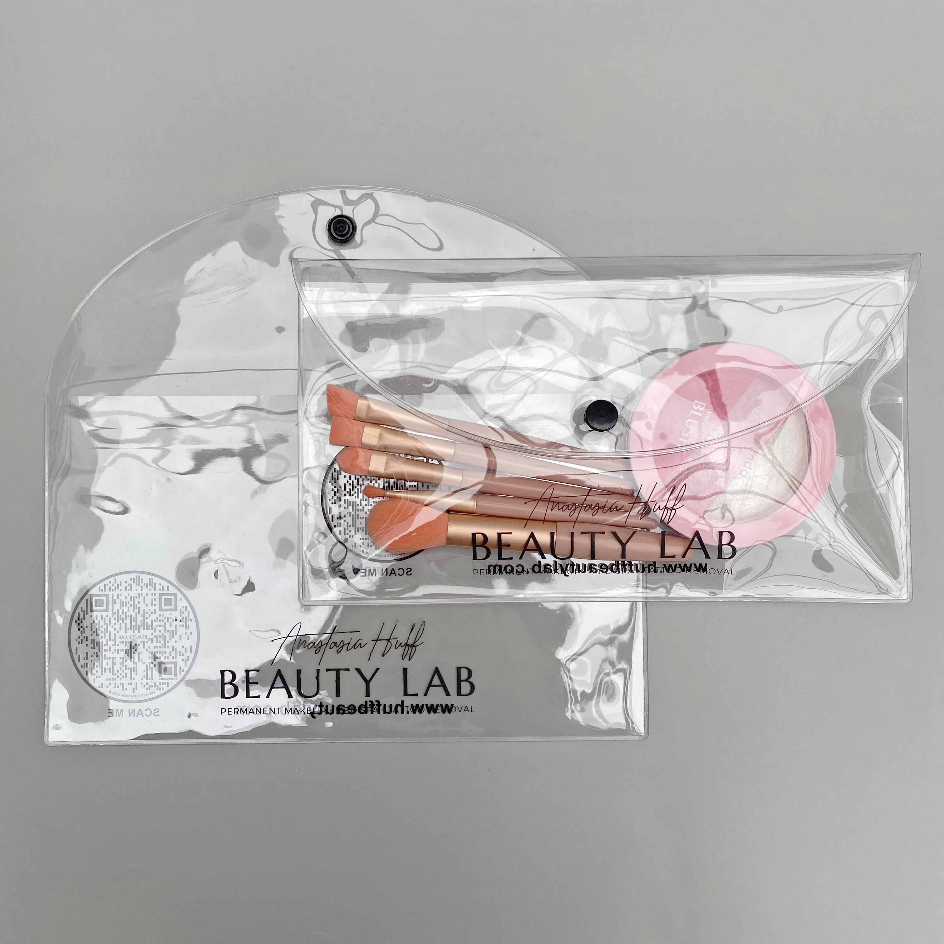 Bulk Custom Clear Colored PVC Resealable Vinyl Snap Button Snap Closure Plastic PVC Clear Bags
