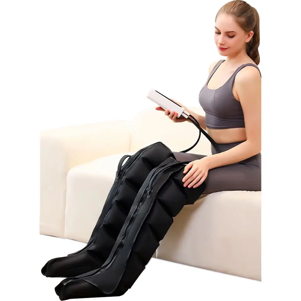 Air Leg Compression Boots Nylon Material Three Gear 15min Timing Athlete Muscle Soreness Pain Relief Compression Massager Black