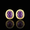 Ice Flower cut purple diamond ear studs