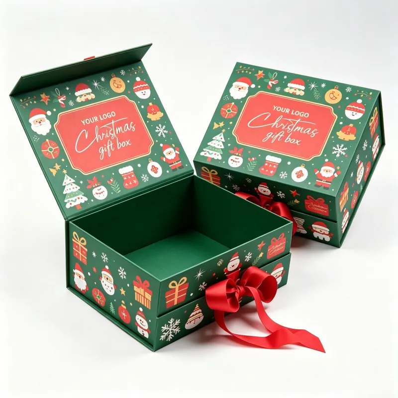 Biżness ta’ Christmas Paper Gift Box Rigid Boxes B’matt lamination embossing u stampa dijitali, biżness ta’ preżenti għall-Christmas