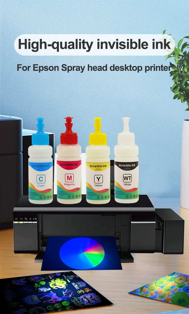 GOOSAM Security Printing 100ml Fluorescent Water Base Luminescent Glow in the Dark Invisible Ink for Epson Inkjet Printers