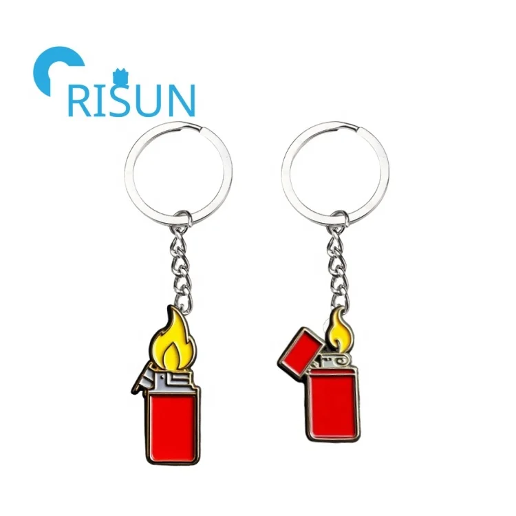 Custom Cigarette Lighter Fire Lighter Keychain - Funny Flame Key Ring