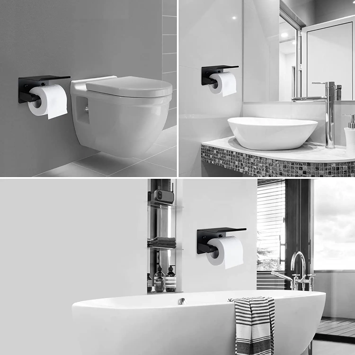 Oem Space Aluminum Black Toilet Roll Toilettenpapier Halter Wall