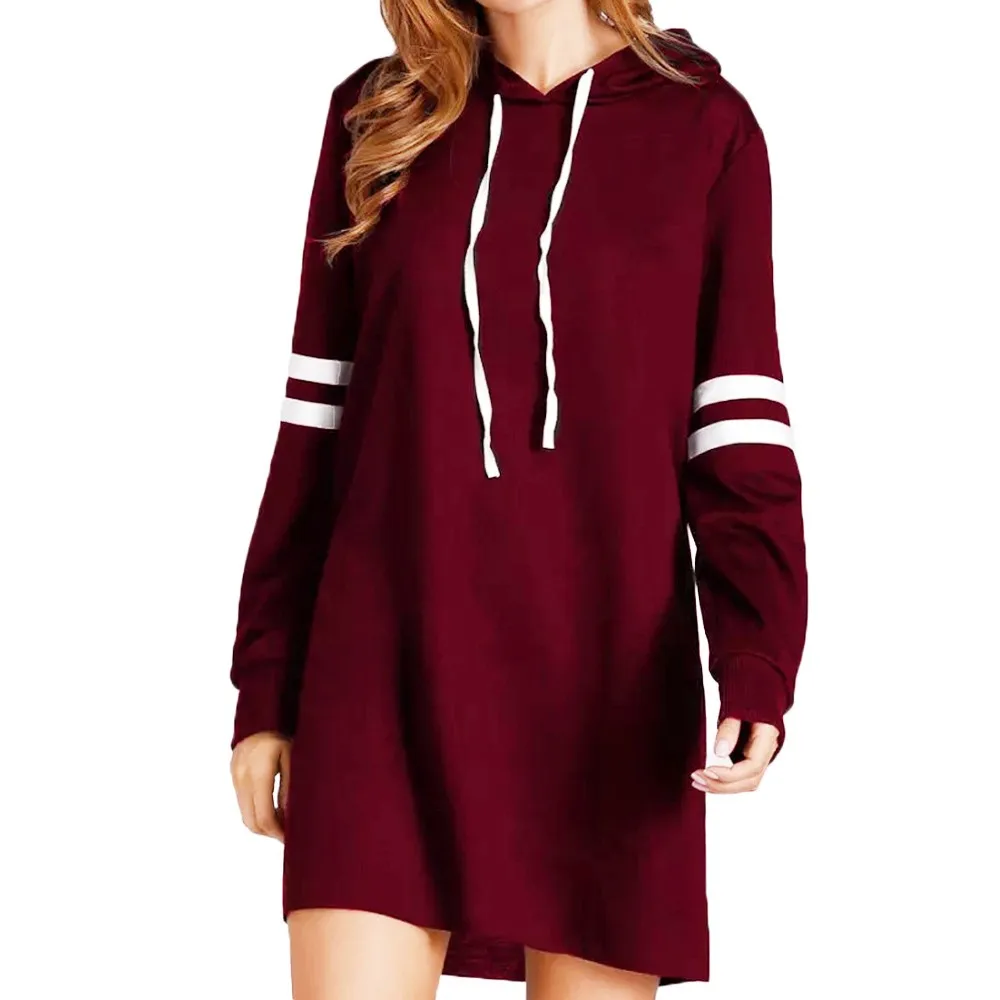 Vestido de Sudadera Para Mujer Nueva Moda Casual Sólido Manga