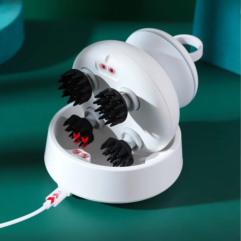 New Arrival Head EMS Massager Silicone Claw Stress Relief Hair Washing Home Electric LED Red Light Mini Scalp White Class I