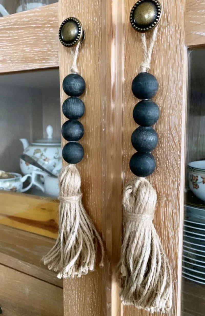 Hanging Door Beads Modern Farmhouse Beads, Wood Bead Garland With