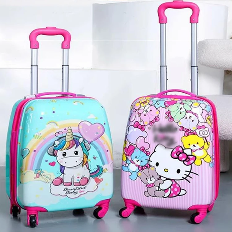18in Pink Children's Travel Suitcase Luggage Cartoon Shockproof