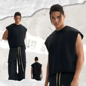 Heavy Gram Weight Quick Dry Wool Circle Cloth Cotton Men's Casual Top Tank Loose Spring Summer Blank Men's Sleeveless T-shirt