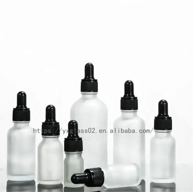 Custom Essential Oil  travel packaging glass container serum Flat Shoulder Dropper bottle for personal skincare20ml-100ml