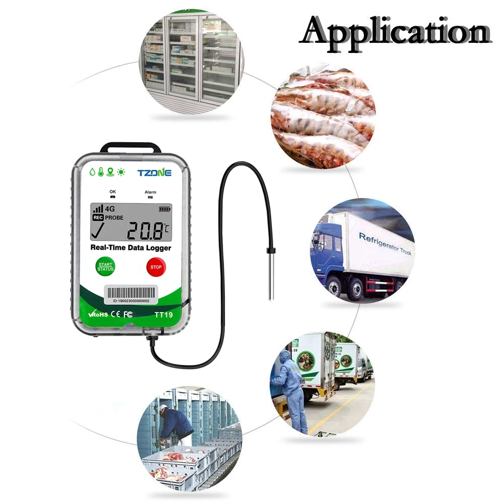 Tzone Tt19ex Gps tracker with Temperature Sensor Freezer Alarm Humidity Temperature Data Loggers