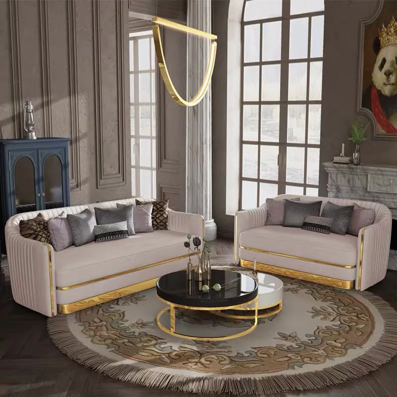 Luxury furniture combination Italian design sofa living room U-shaped velvet/leather upholstered modern sofa