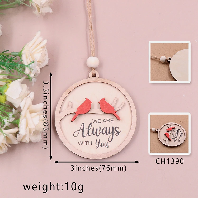 CHA241CH1390 Customized We Am Always With You | Cardinal Memorial Christmas Tree Ornament Bauble W/strings beads 3inches Wide factory