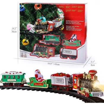 A252 Remote-Controlled Christmas Train Toy with Smoke Light and Music Rail Car Decorations Features Turn-Off Function