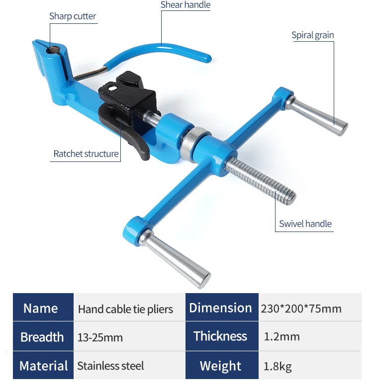 Hand Strapping Tool for Cutting and Tightening Stainless Steel Cable Ties