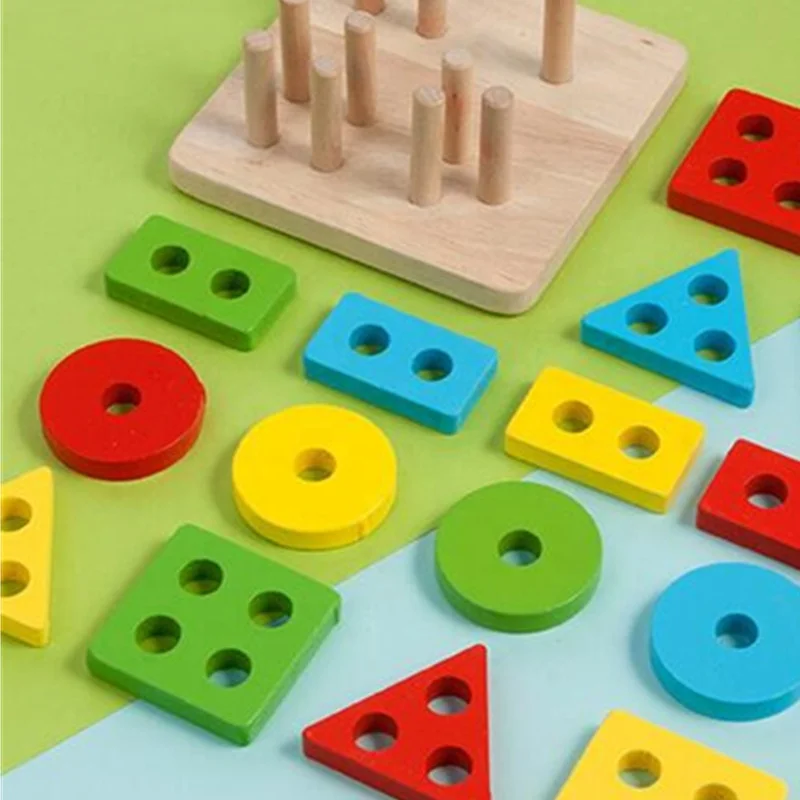 1pc Baustein geometrische Form PE pädagogische Puzzle Block Spielzeug für Kinder 