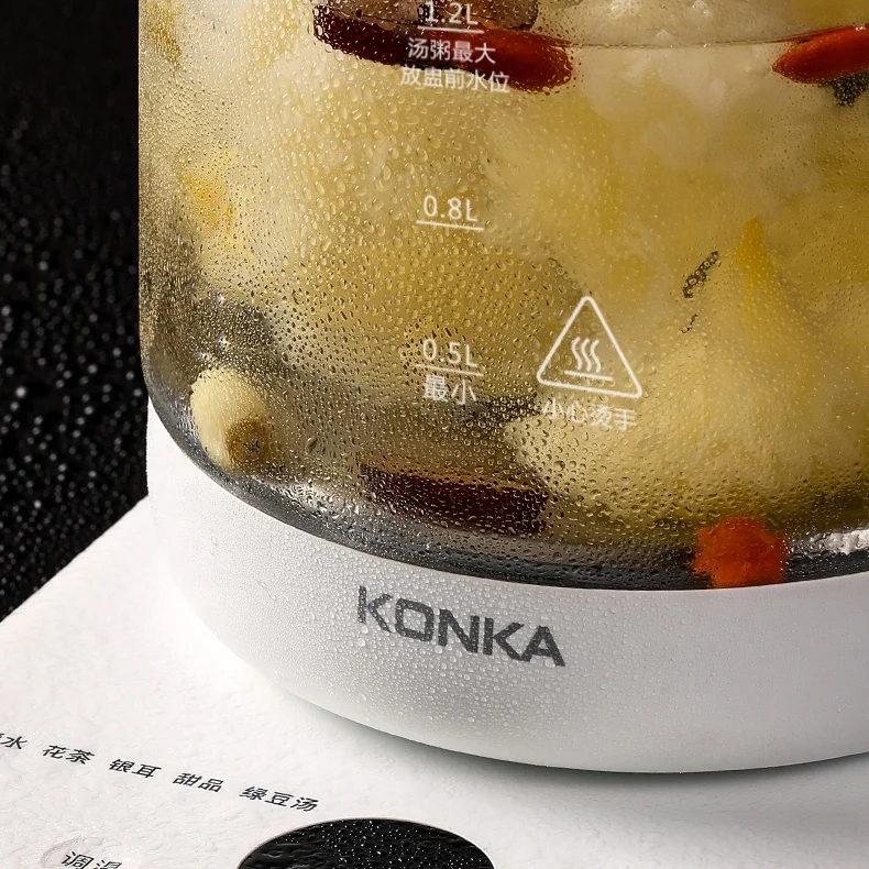 KONKA Multifunctional Touch Control Electric Kettle High Borosilicate Glass Visual Electric Kettle Glaze Health Pot Tea Kettle