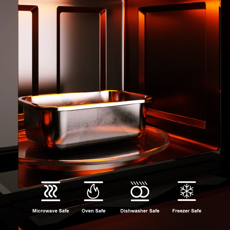 IKOO New Design Stackable Microwave and Oven Safe Container Stainless Steel Food Storage Containers