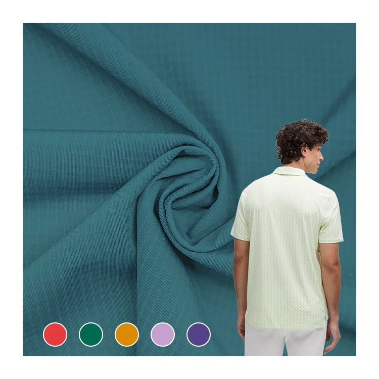 Factory Direct Sale Knit Fabric 73 Nylon 27 Spandex Material Check Interlock Fabric for Sportswear