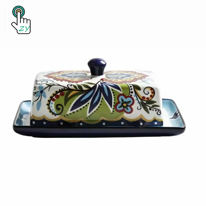 High Quality Unbreakable Ceramic Keeper Cheese Box Sealing Storage Tray Plate Container Butter Dish Curler with Lid