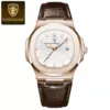 7 Cinturino in pelle Custodia rosa Quadrante bianco