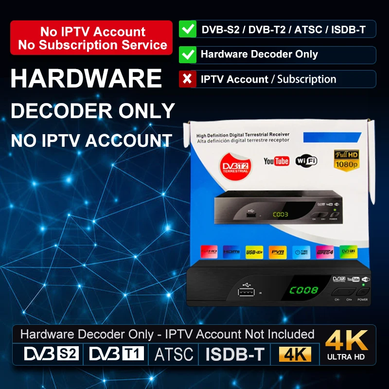 Smart Tv Box Digital TV Receiver DVB-T2 FTA 1080P Decoder MPEG4 DVBT2 SET-TOP BOX for Colombia