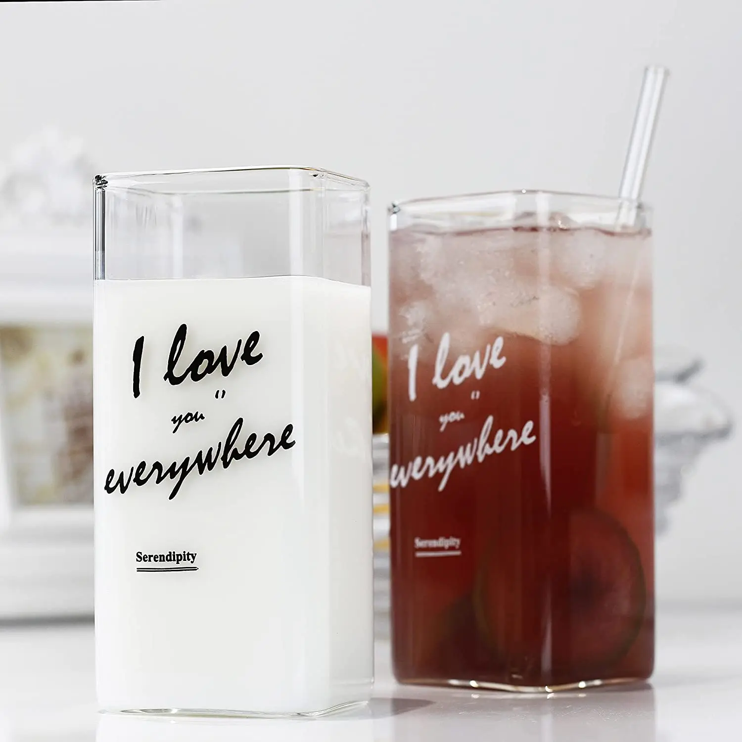 6-Ounce Pint Glasses, Set of 2 Large Drinking Cup Glassware for Water, Juice, Iced Tea, Cocktails