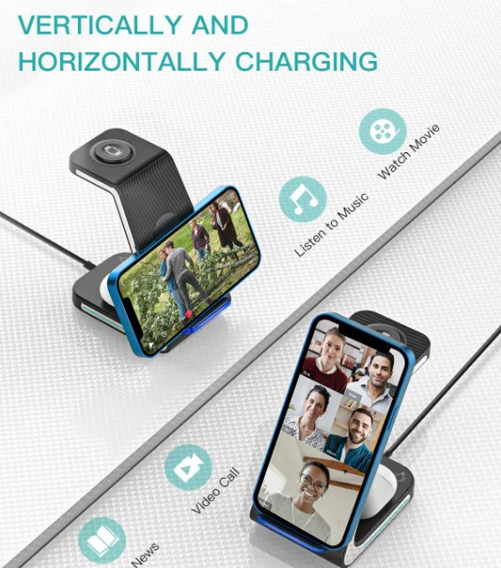 Searysky Private Model New 3 in 1 Magnetic Wireless Charger Stand for iphone