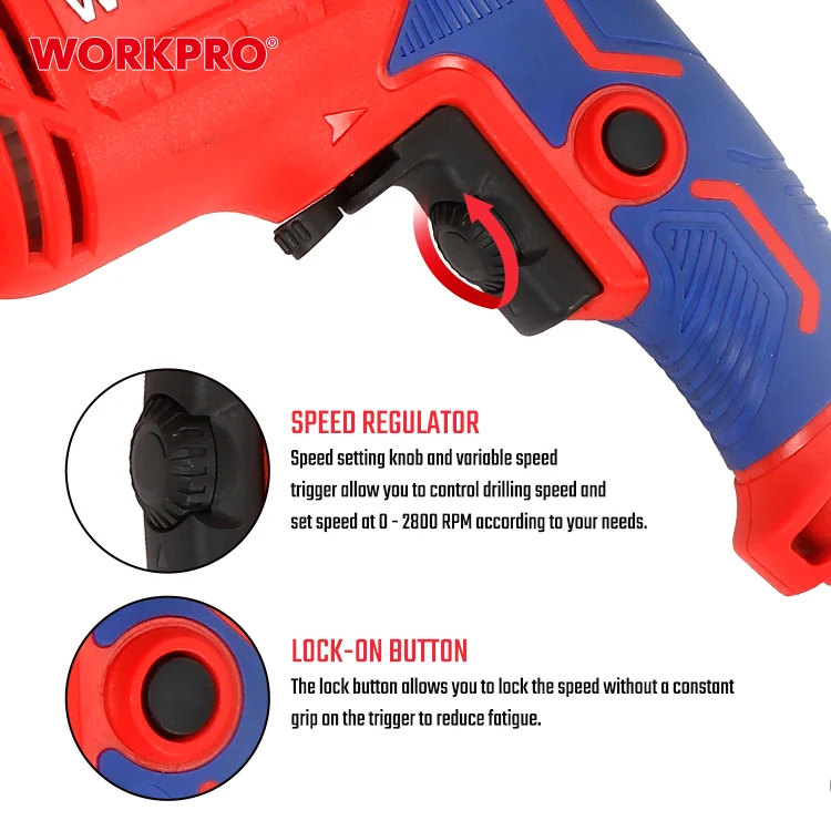 WORKPRO 13MM Professional Power Tools Hand Drill 710W 13mm Impact Electric Machines Power Drill