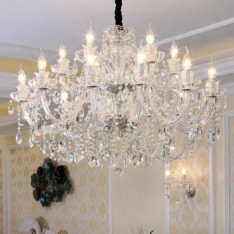 Luxury Modern Gold Glass K9 Crystal Chandelier Indoor Living Room Hanging Lighting for Hotel Bedroom Pendant Lights Chandeliers