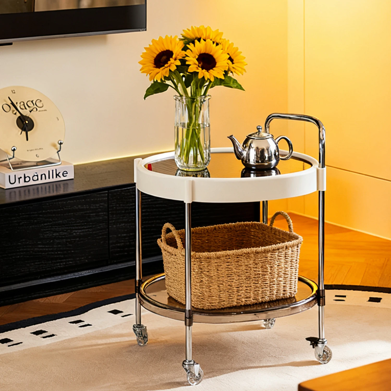 Prateleira de Armazenamento Moderna e Móvel com 2/3 Camadas, Carrinho Transparente com Rodinhas para Utilização na Cozinha e Sala de Estar, Melhor