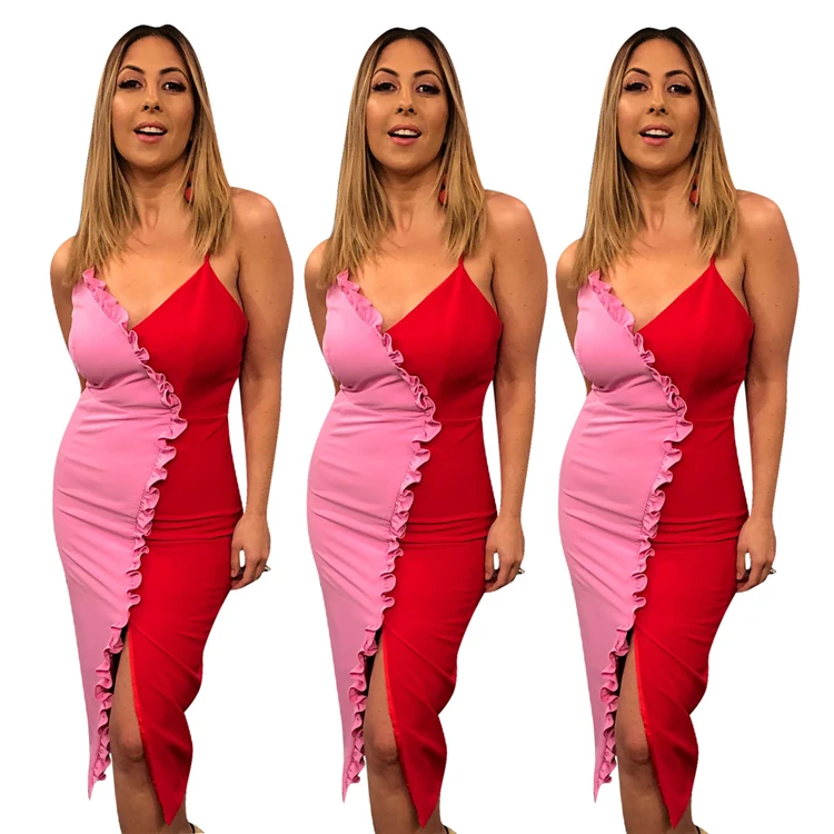 MOEN Sexy Sleeveless robe femme New Arrival 2021 Joint Color Women Clothing Bodycon Dress Casual Dresses Sun Dresses